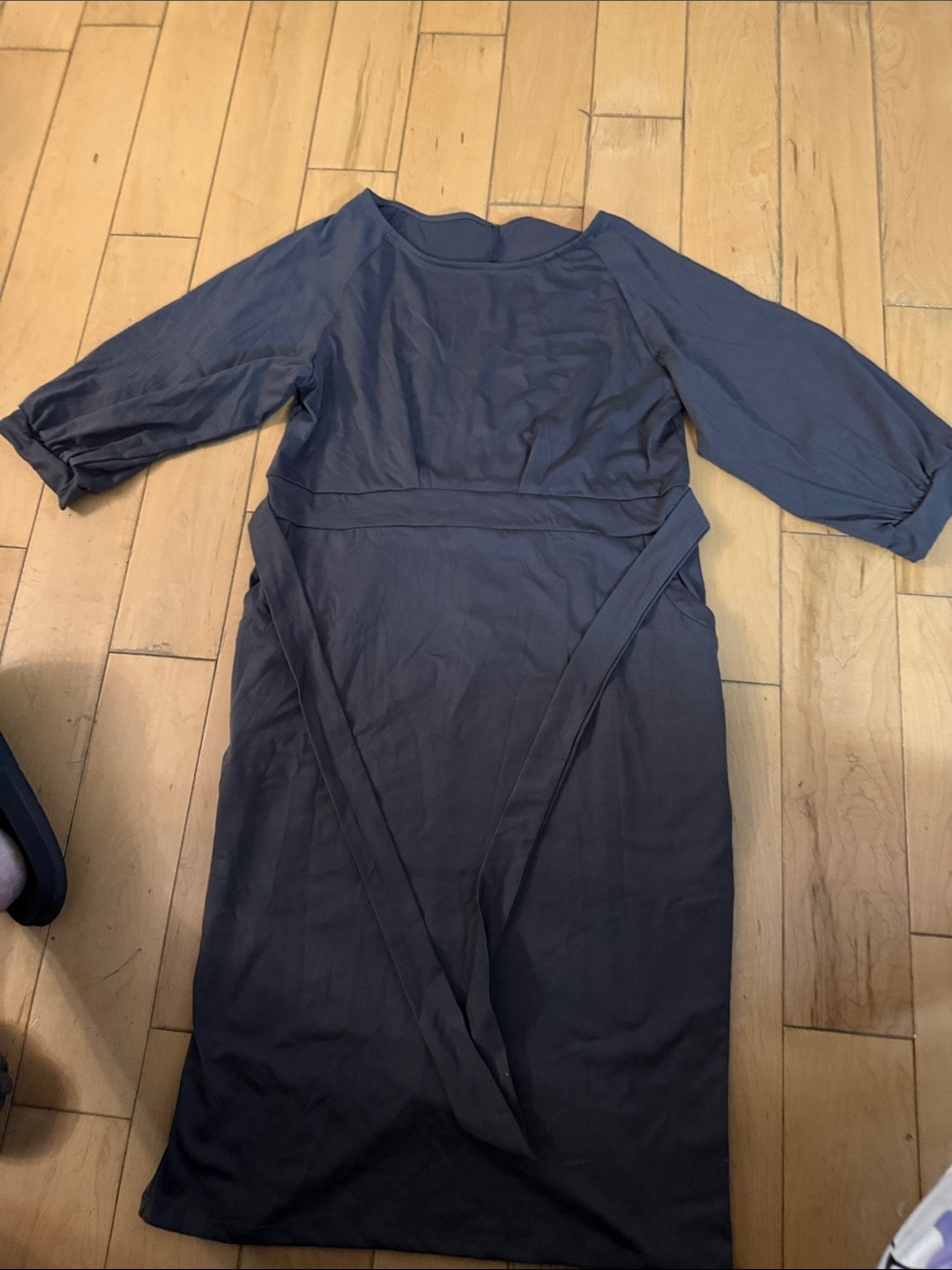 Women's Navy Wrap-Style Midi Dress